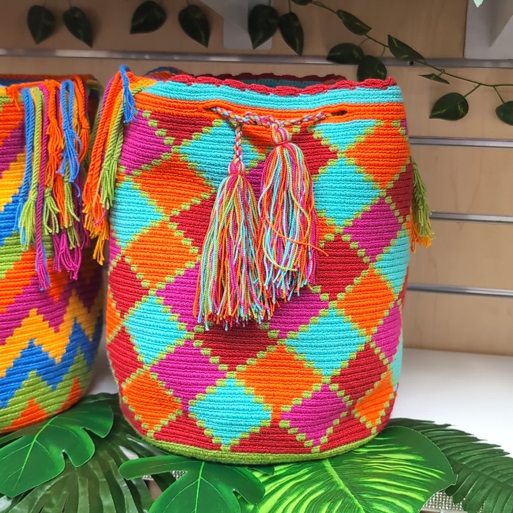 One of a kind indigenous Colombian hand bag known as a Mochilas.